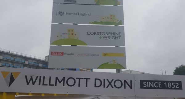 Site Signage installation for Chartrange & Willmott Dixon